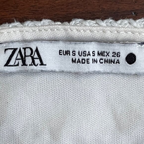 Zara Pale‎ Green Paisley Crochet Asymmetric Handkerchief Hem Skirt Boho Fairy XS - Picture 7 of 11